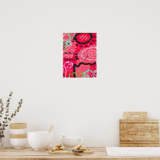 Poster Art abstrait en rouge (Cuisine)