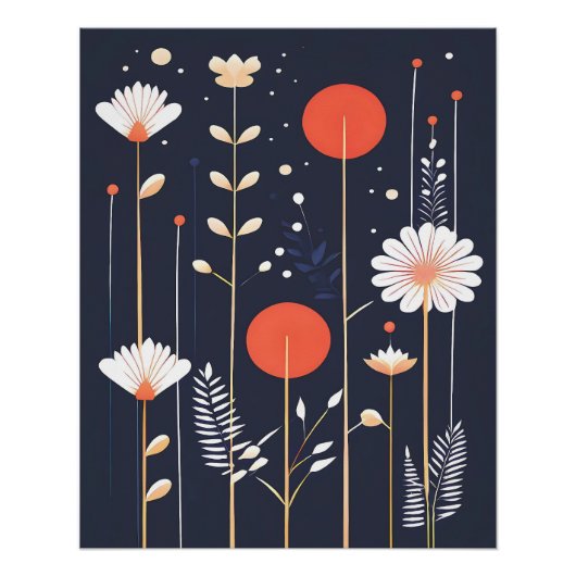 Poster Art abstrait floral brillant (Devant)