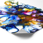 Poster Art abstrait fluide bleu royal et rose (Coin)