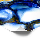 Poster Art abstrait fluide bleu royal et rose (Coin)