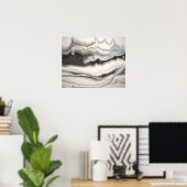 Poster Art abstrait fluide horizontal gris noir et blanc (Bureau à domicile)