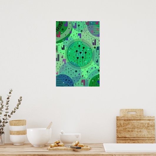 Poster Art abstrait : Fruit Kiwi Vert (Cuisine)