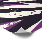 Poster Art Abstrait géométrique dynamique violet et jaune (Coin)