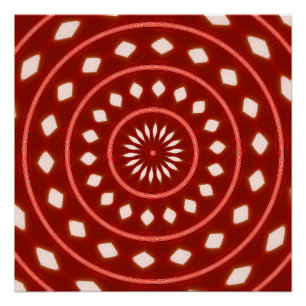 Poster Art abstrait géométrique ensoleillé Rouge Rustique