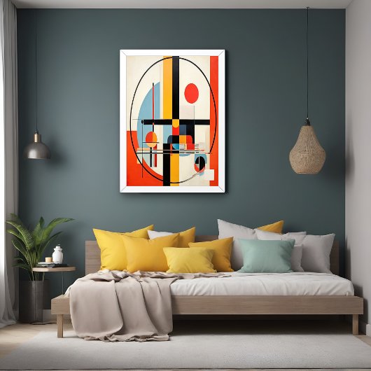 Poster Art Abstrait géométrique moderne inspiré du Bauhau