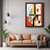 Poster Art Abstrait géométrique moderne inspiré du Bauhau