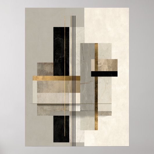 Poster Art abstrait géométrique moderne or (Devant)