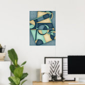 Poster Art Abstrait géométrique Turquoise texturé (Bureau à domicile)