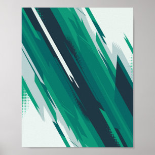 Poster Art Abstrait géométrique vert dynamique