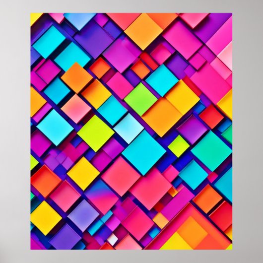 Poster Art abstrait géométrique vibrant (Devant)