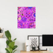 Poster Art abstrait : Glitch violet (Bureau à domicile)