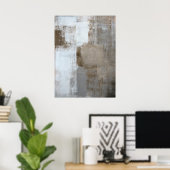 Poster Art Abstrait gris et beige "calme et neutre" (Bureau à domicile)