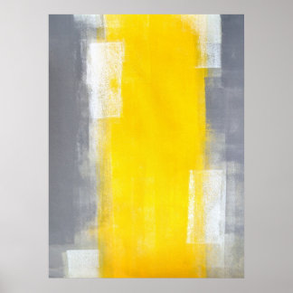 Poster Art Abstrait gris et jaune