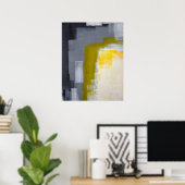 Poster Art Abstrait gris et jaune "Block Party" (Bureau à domicile)