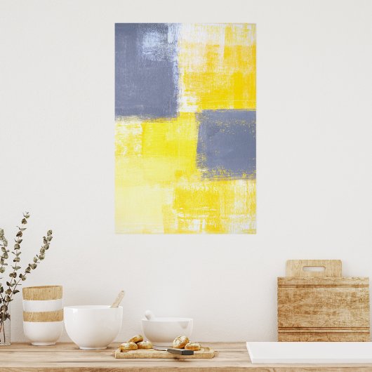 Poster Art Abstrait gris et jaune "manquant" (Cuisine)