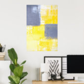 Poster Art Abstrait gris et jaune "manquant" (Bureau à domicile)