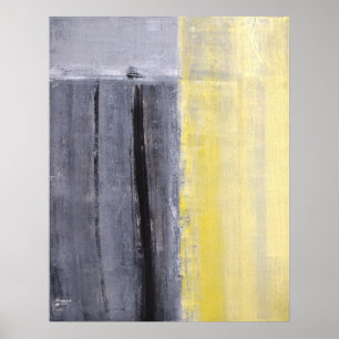 Poster Art Abstrait gris et jaune "séparé"