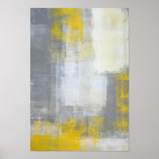 Poster Art Abstrait gris et jaune "tendance" (Devant)