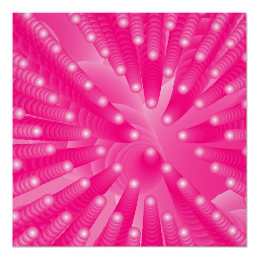 Poster Art abstrait Illusion de tunnel 3D Rose néon (Devant)