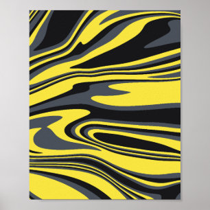 Poster Art Abstrait Jaune et Noir