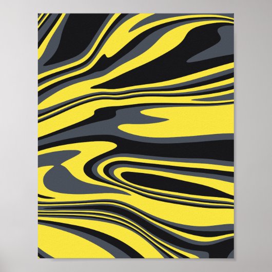 Poster Art Abstrait Jaune et Noir (Devant)