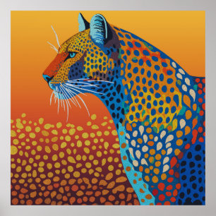 Poster Art Abstrait Léopard Vibrant