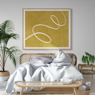 Poster Art Abstrait minimaliste moderne en or jaune