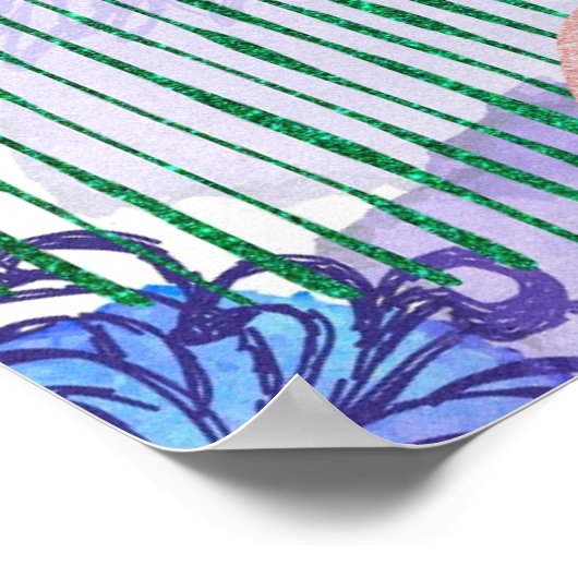 Poster Art abstrait moderne bleu et violet (Coin)