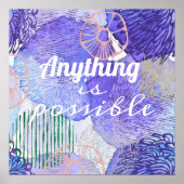 Poster Art abstrait moderne bleu et violet (Devant)