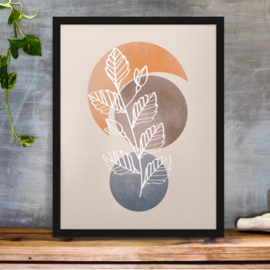 Poster Art abstrait moderne boho de feuillage de plante