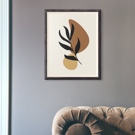 Poster Art abstrait moderne boho formes de plantes