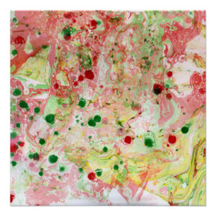 Poster Art Abstrait moderne coloré Vert rose rouge