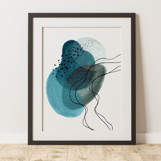 Poster Art abstrait moderne contemporain vert noir