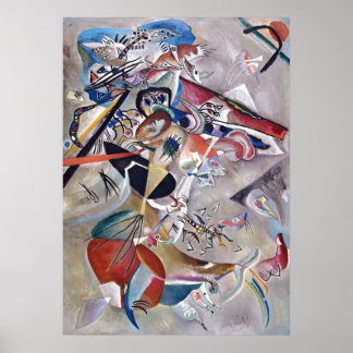 Poster Art Abstrait moderne en Gris Kandinsky