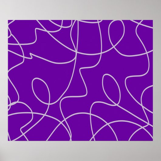 Poster Art abstrait moderne en lignes violettes (Devant)