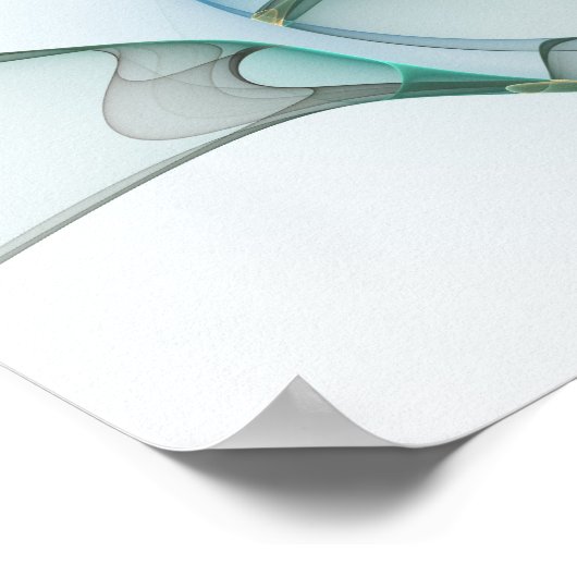 Poster Art Abstrait moderne Fractal Bleu Turquoise Gris (Coin)