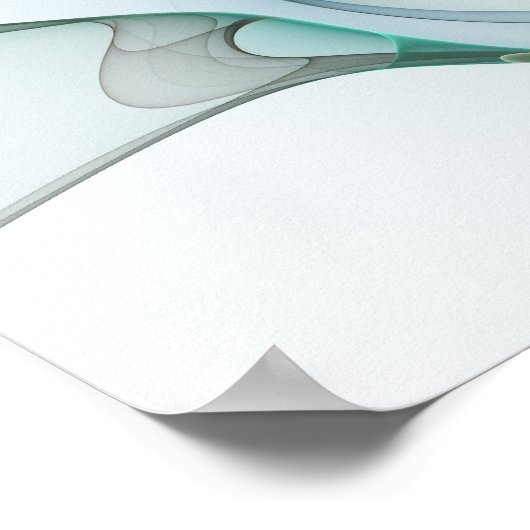 Poster Art Abstrait moderne Fractal Bleu Turquoise Gris (Coin)