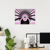 Poster Art Abstrait moderne Fractal rose Gris noir (Bureau à domicile)