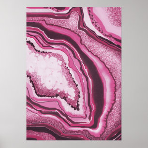 Poster Art Abstrait moderne rose Agate Géode Géode