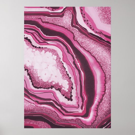 Poster Art Abstrait moderne rose Agate Géode Géode (Devant)