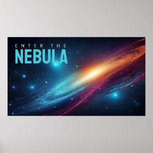Poster Art abstrait néon d'une supernova cosmique épique