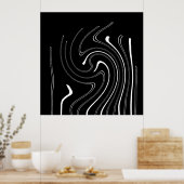 Poster Art Abstrait Noir Blanc Lignes Twirl Minimalisme P (Cuisine)