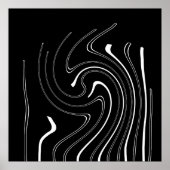 Poster Art Abstrait Noir Blanc Lignes Twirl Minimalisme P (Devant)