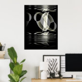 Poster Art Abstrait Noir Blanc Réflexion (Bureau à domicile)