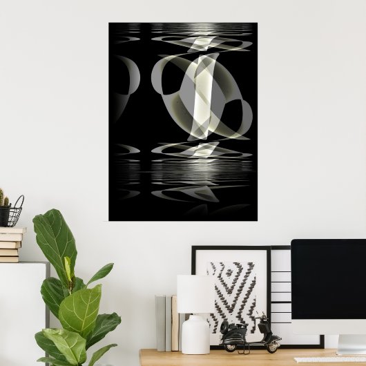 Poster Art Abstrait Noir Blanc Réflexion (Bureau à domicile)