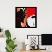 Poster Art Abstrait noir et blanc rouge (Bureau à domicile)