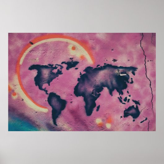 Poster Art abstrait noir et rose (Devant)