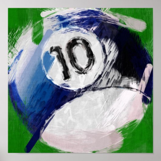 Poster Art Abstrait Numéro 10 Billard Ball (Devant)