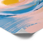 Poster Art Abstrait Ocean Water Landscape rose et bleu (Coin)