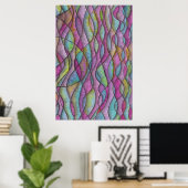 Poster Art abstrait ondulé psychédélique aux tons de bijo (Bureau à domicile)